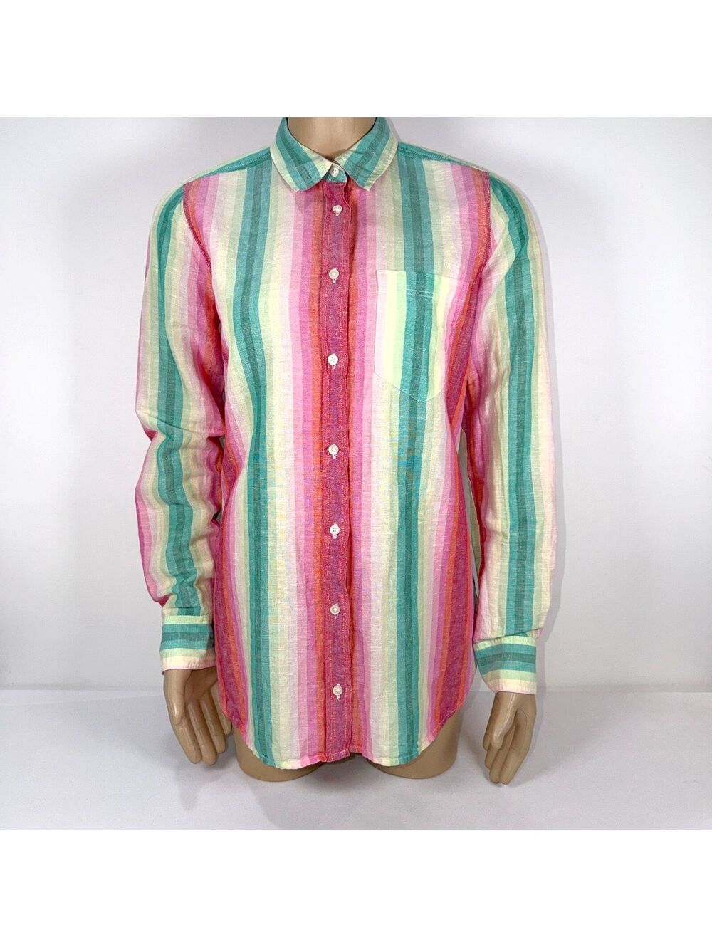 J.Crew Linen Cotton Blend Striped Classic Fit Button-Up - 4